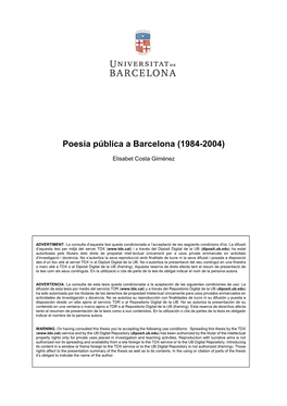 Poesia Pública a Barcelona (1984-2004)