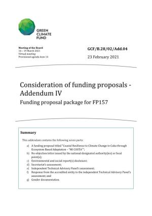 Consideration of Funding Proposals - Addendum IV Funding Proposal Package for FP157