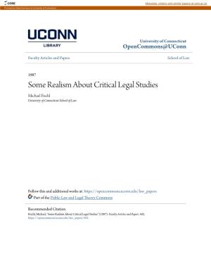 Some Realism About Critical Legal Studies Michael Fischl University of Connecticut School of Law