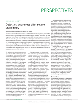 Detecting Awareness After Severe Brain Injury