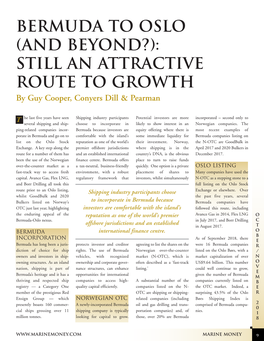 Bermuda to Oslo (And Beyond?): Still an Attractive Route to Growth by Guy Cooper, Conyers Dill & Pearman
