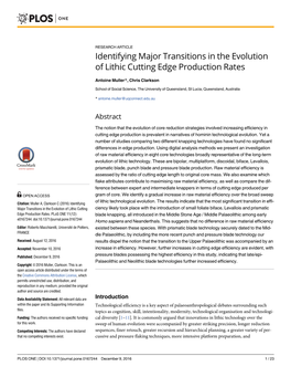 Identifying Major Transitions in the Evolution of Lithic Cutting Edge Production Rates