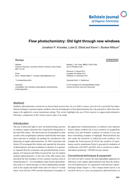 Flow Photochemistry: Old Light Through New Windows