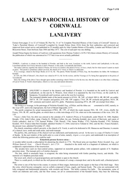 Lake's Parochial History of Cornwall Lanlivery