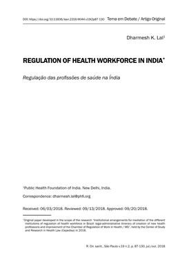 Regulation of Health Workforce in India*