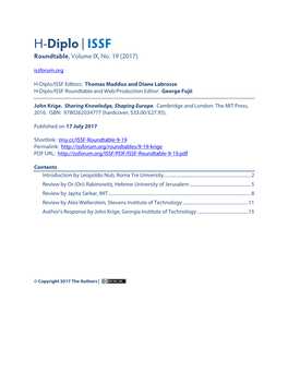 H-Diplo | ISSF Roundtable, Volume IX, No