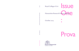 Royal College of Art Humanities Research Forum Journal October