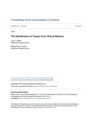 The Identification of Yeasts from Clinical Material