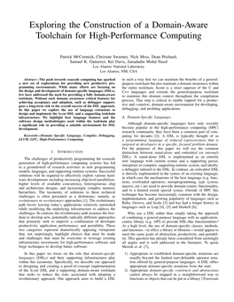 Exploring the Construction of a Domain-Aware Toolchain for High-Performance Computing