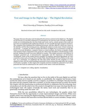 Text and Image in the Digital Age – the Digital Revolution