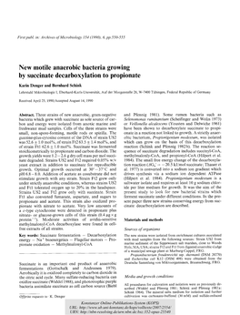 New Motile Anaerobic Bacteria Growing by Succinate Decarboxylation to Propionate