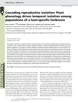 Cascading Reproductive Isolation: Plant Phenology Drives Temporal Isolation Among Populations of a Host-Speciﬁc Herbivore