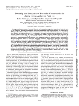Diversity and Structure of Bacterial Communities in Arctic Versus Antarctic Pack Ice