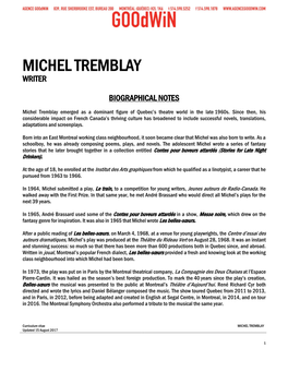 Michel Tremblay Writer