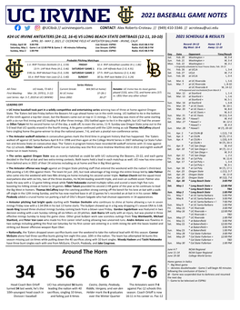 2021 Baseball Game Notes