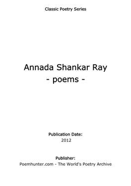 Annada Shankar Ray - Poems