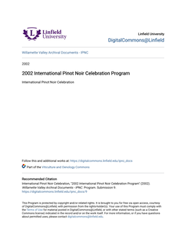 2002 International Pinot Noir Celebration Program