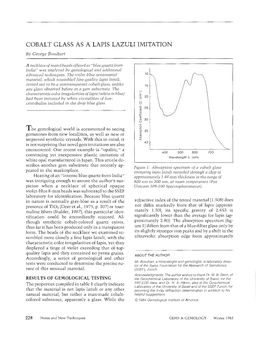 COBALT GLASS AS a LAPIS LAZULI IMITATION by George Bosshart