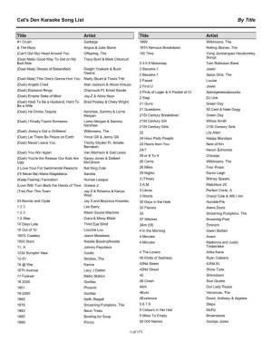 Cat's Den Karaoke Song List by Title