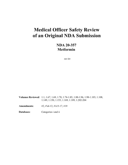 Medical Officer Safety Review of an Original NDA Submission