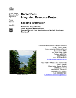 Dorset Peru Integrated Resource Project, Scoping Information Page I I