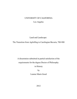 UNIVERSITY of CALIFORNIA Los Angeles Land and Landscape: The