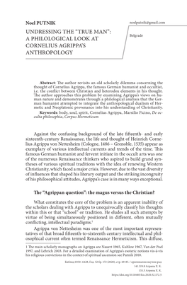 A Philological Look at Cornelius Agrippa's Anthropology