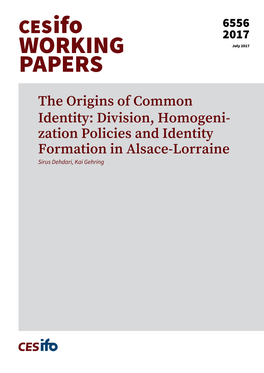 Zation Policies and Identity Formation in Alsace-Lorraine Sirus Dehdari, Kai Gehring