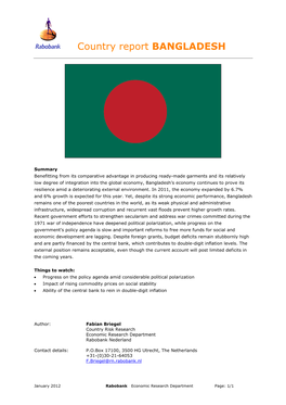 Country Report BANGLADESH