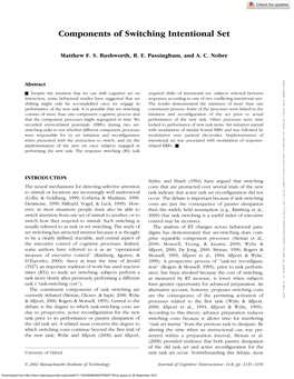 Components of Switching Intentional Set