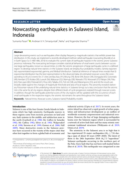Nowcasting Earthquakes in Sulawesi Island, Indonesia Sumanta Pasari1* , Andrean V