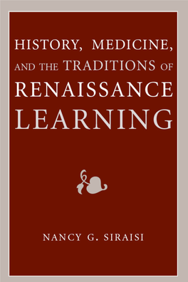 History, Medicine, and the Traditions of Renaissance Learning