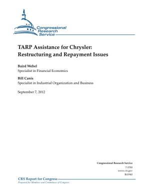 TARP Assistance for Chrysler: Restructuring and Repayment Issues