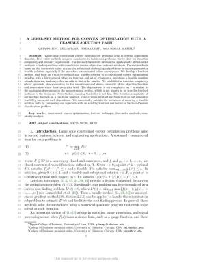 A Level-Set Method for Convex Optimization with a 2 Feasible Solution Path