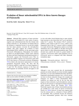 Evolution of Linear Mitochondrial DNA in Three Known Lineages of Polytomella