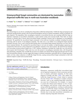 Ectomycorrhizal Fungal Communities Are Dominated by Mammalian Dispersed Truffle-Like Taxa in North-East Australian Woodlands