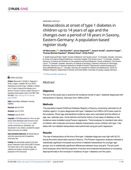 Ketoacidosis at Onset of Type 1 Diabetes In