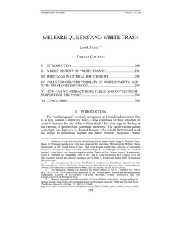 Welfare Queens and White Trash