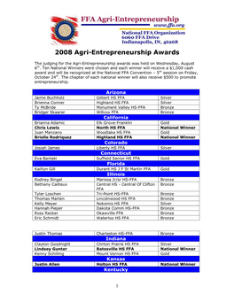 2008 Agrientrepreneurship Awards