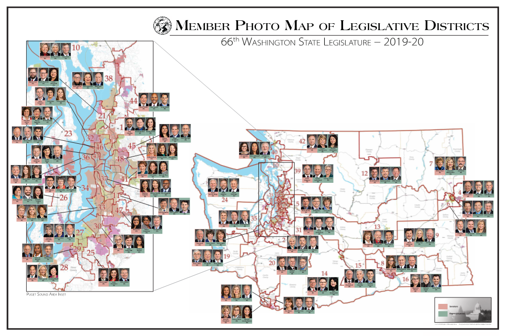 MEMBER PHOTO MAP of LEGISLATIVE DISTRICTS 66Th WASHINGTON STATE