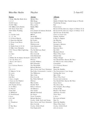Song, Artist, and CD List