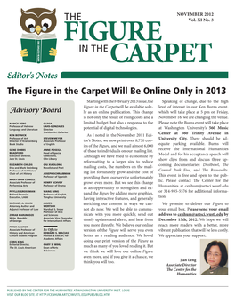 The Figure in the Carpet Will Be Online Only in 2013