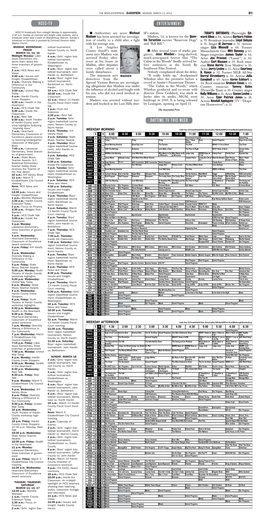 Monday Daily Tv Grids