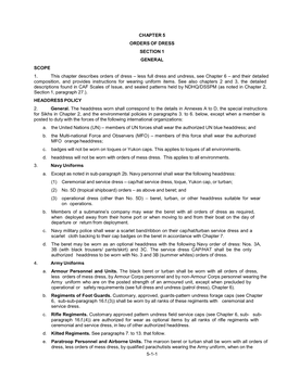 Chapter 5 Orders of Dress Section 1 General Scope 1