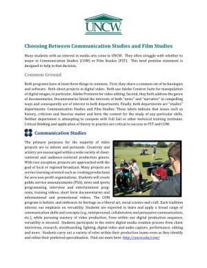 Choosing Between Communication Studies and Film Studies