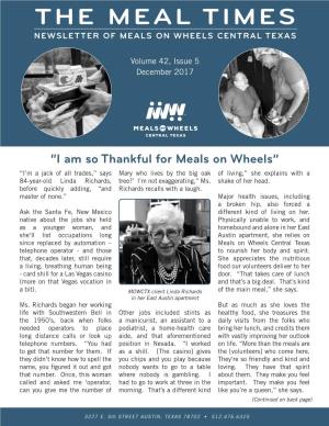 The Meal Times Newsletter of Meals on Wheels Central Texas