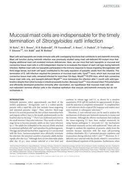 Mucosal Mast Cells Are Indispensable for the Timely Termination of Strongyloides Ratti Infection