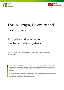 Forum Origin, Diversity and Territories