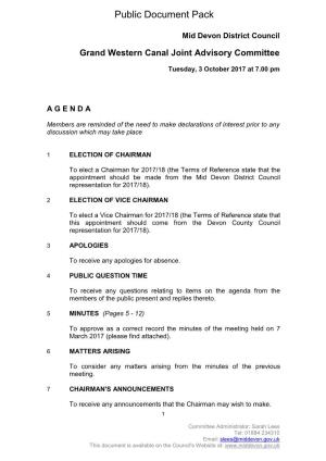 (Public Pack)Agenda Document for Grand Western Canal Joint