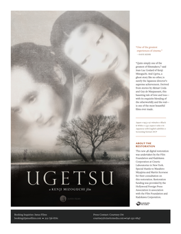 Ugetsu Press Notes